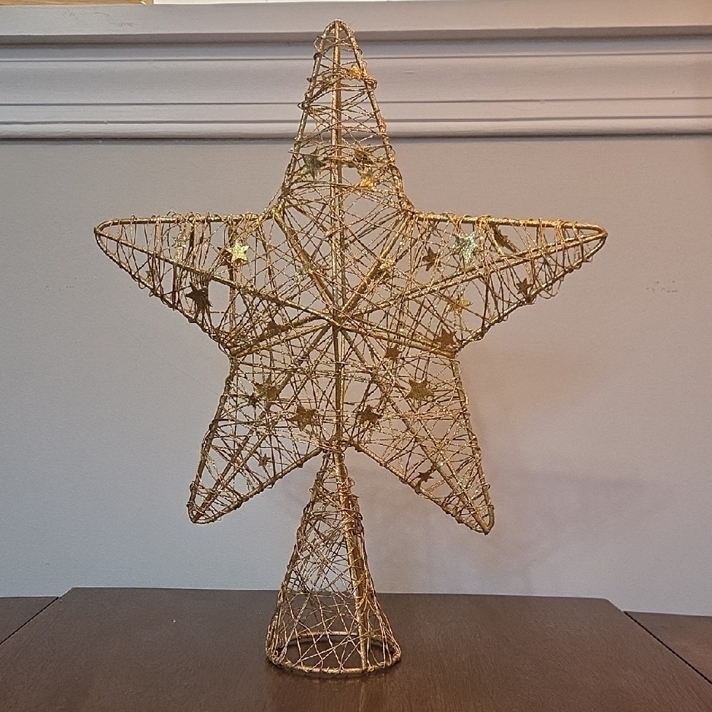50% Off All Christmas!!  Gold Wire Star Tree Topper